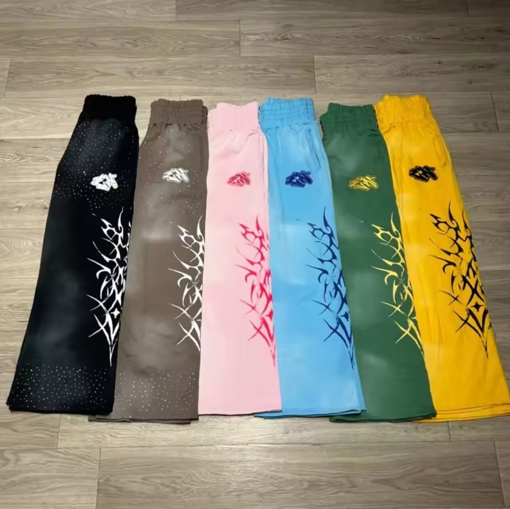 Black Joggers with White Graphic Text